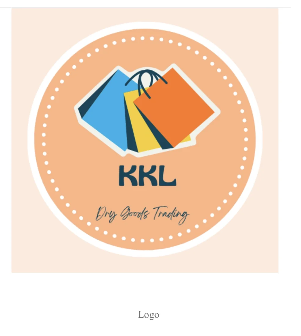 KKL Dry Goods Trading brand identity with shopping bags logo