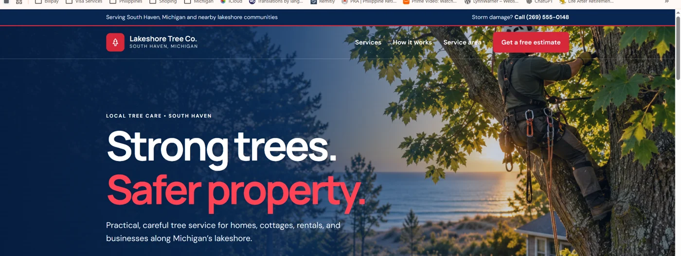 Tree Service Example website screenshot